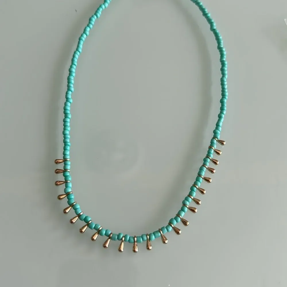 blue beaded necklace A1399 - Picture 3 of 4